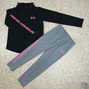 Girls Under Armour Outfit Set I Quarter-zip Top and Grey Leggings Size 5